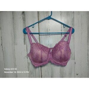 Le Mystere Lavender Purple Sophia Lace Bra Underwire Lined 38DD